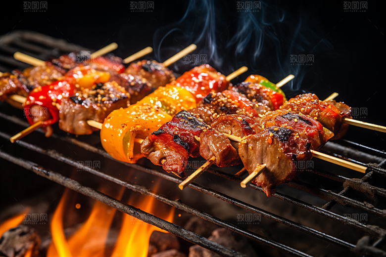 BBQ烧烤聚会美食摄影图
