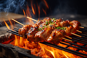 BBQ烧烤聚餐火热摄影图