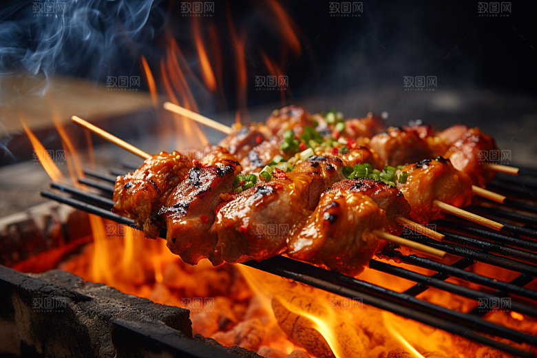 BBQ烧烤聚餐火热摄影图