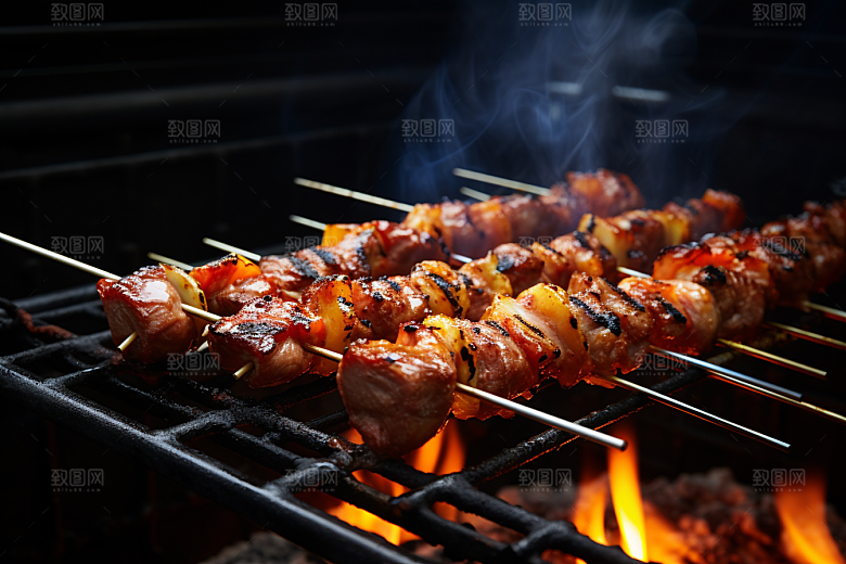 BBQ烧烤美食火辣摄影图