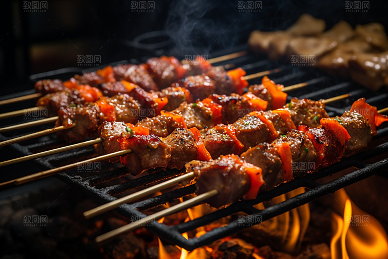BBQ烧烤肉类火热摄影图
