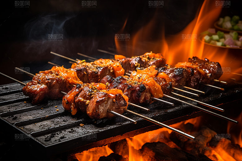 BBQ烧烤肉串广告摄影图