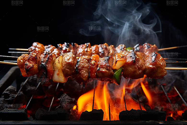 BBQ烧烤聚餐美食摄影图