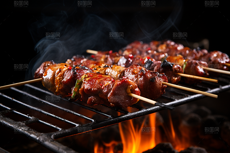 BBQ烧烤聚餐肉类摄影图