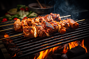BBQ烧烤聚会烤串摄影图