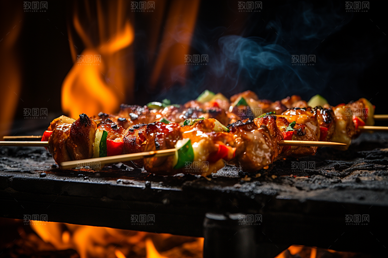 BBQ烧烤火辣美食摄影图