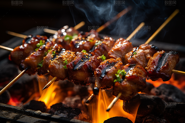 BBQ烧烤美味烤串摄影图