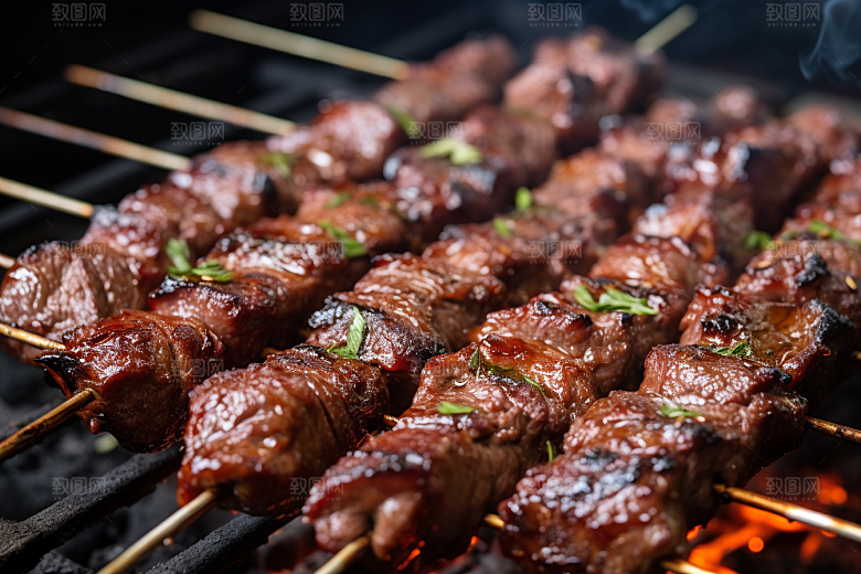 BBQ烧烤火热烤串摄影图