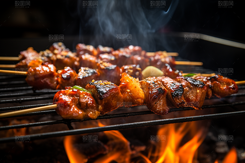 BBQ烧烤聚会肉串摄影图