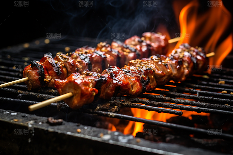 BBQ烧烤烤串火热摄影图