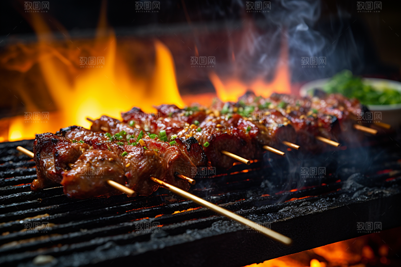 BBQ烧烤烤串肉食摄影图