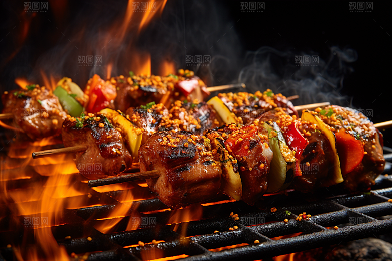 BBQ烧烤高清肉串摄影图