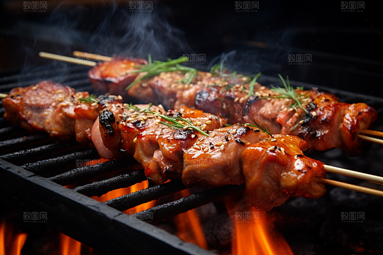 BBQ烧烤聚会肉类摄影图