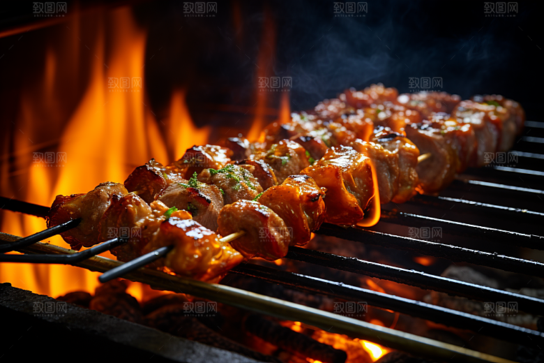 BBQ烧烤肉食聚餐摄影图
