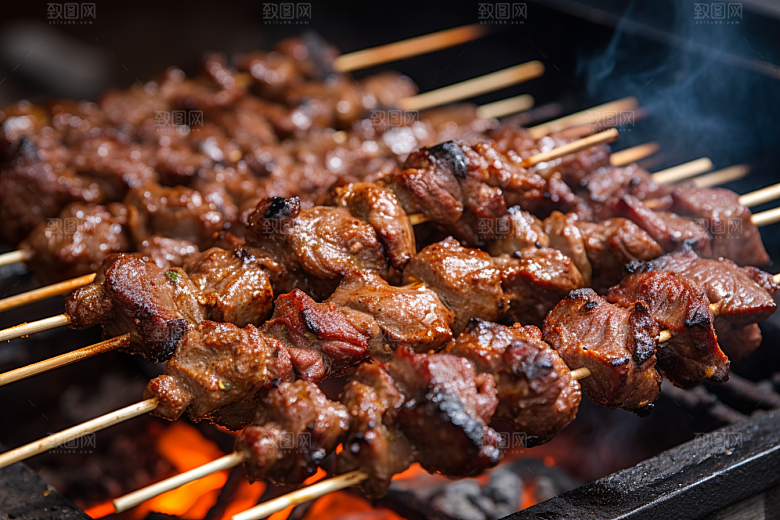 BBQ烧烤肉串肉食摄影图