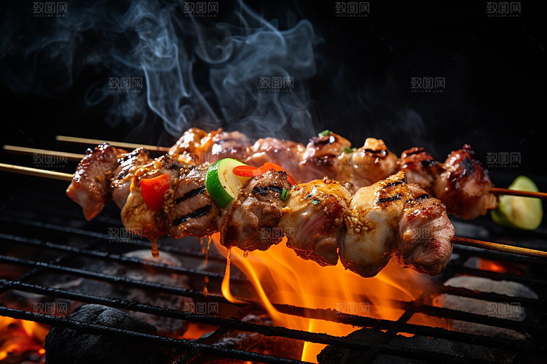 BBQ烧烤肉串美食摄影图