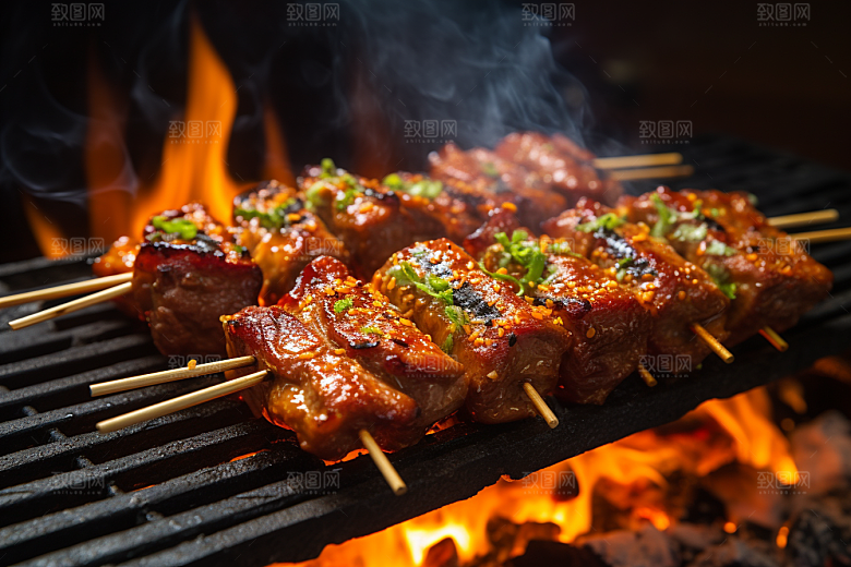 BBQ烧烤火热美味摄影图