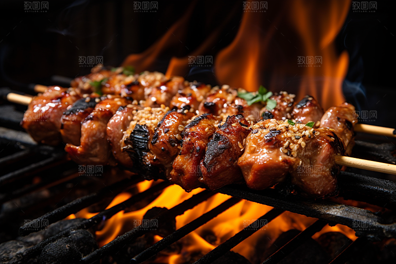 BBQ烧烤火辣肉食摄影图