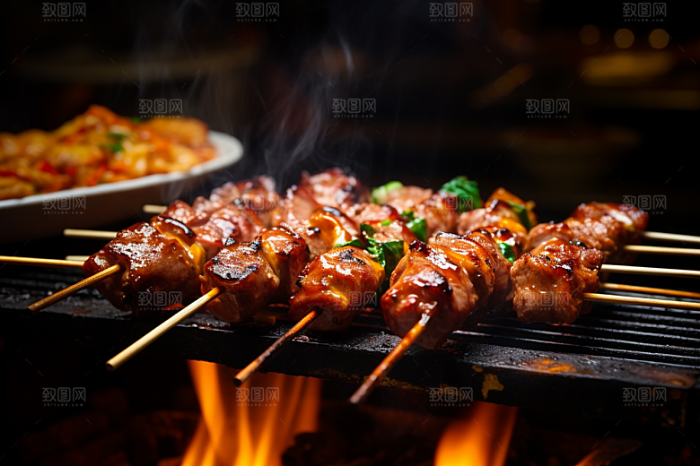 BBQ烧烤肉类聚餐摄影图