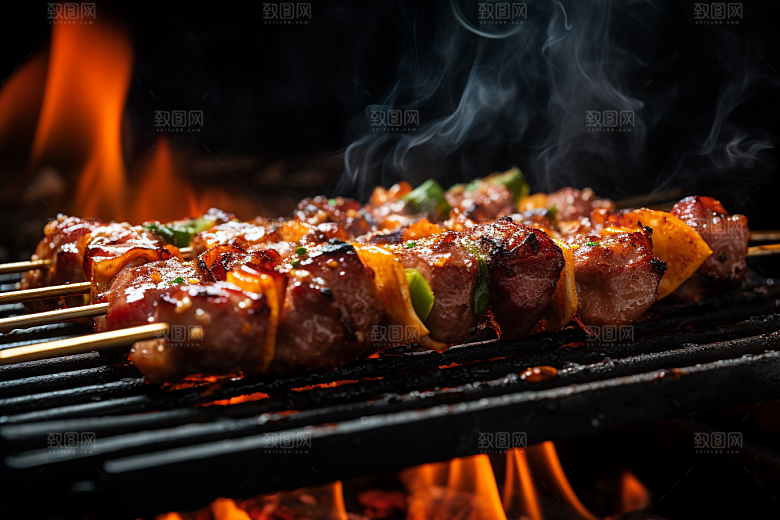 BBQ烧烤聚餐肉类摄影图
