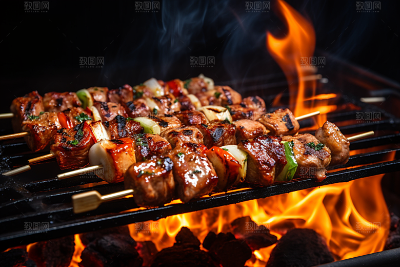 BBQ烧烤广告肉串摄影图