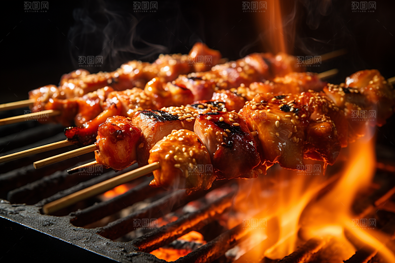 BBQ烧烤聚会烤串摄影图
