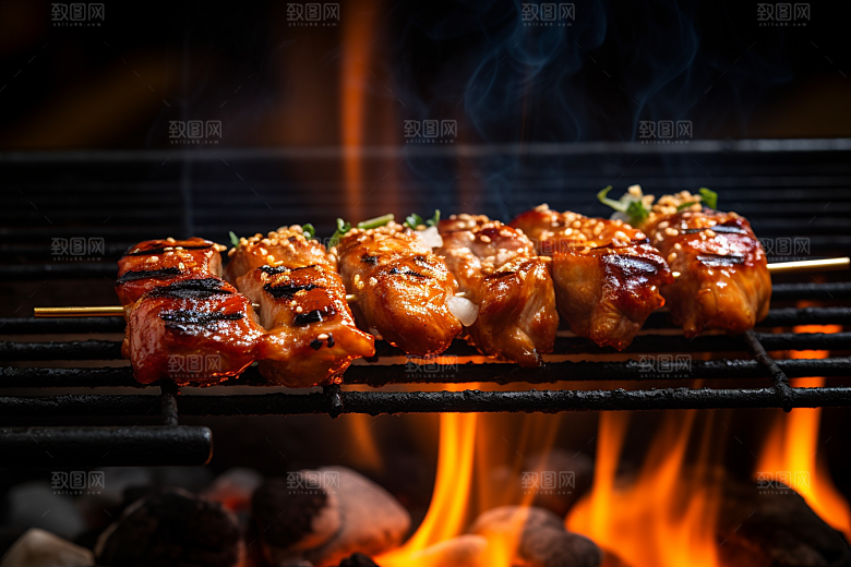 BBQ烧烤烤串美食摄影图