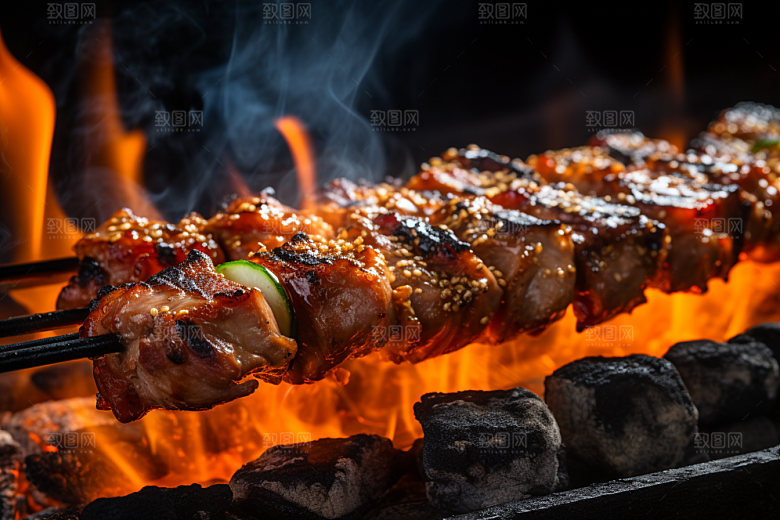 BBQ烧烤美食聚餐摄影图