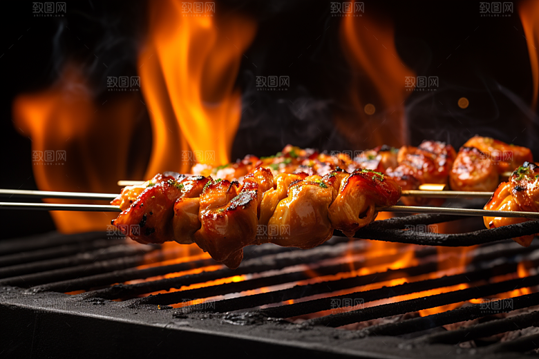 BBQ烧烤肉串肉食摄影图