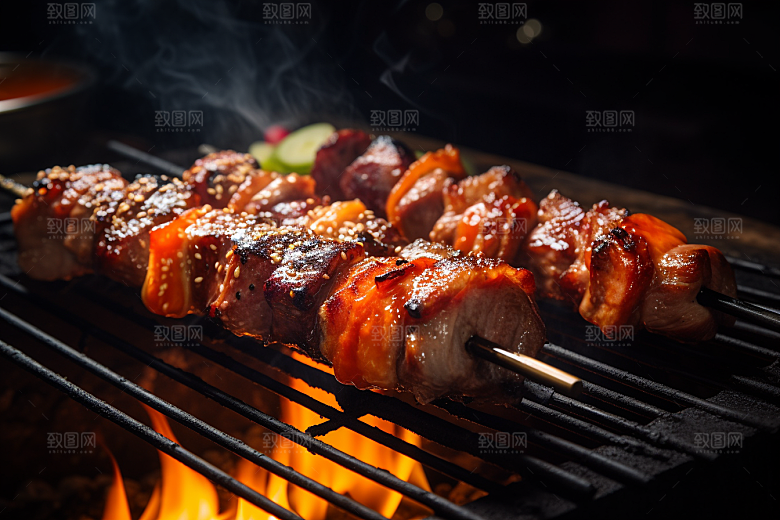 BBQ烧烤烤串高清摄影图