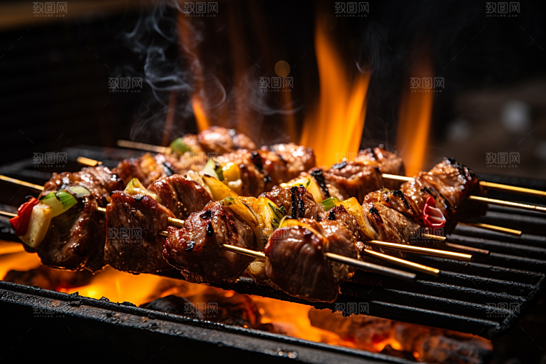 BBQ烧烤烤串火热摄影图