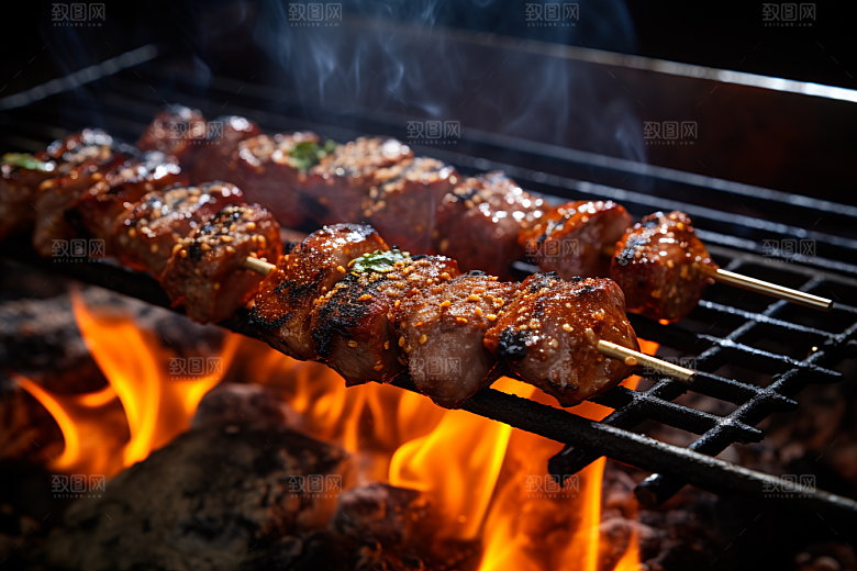 BBQ烧烤肉食聚会摄影图