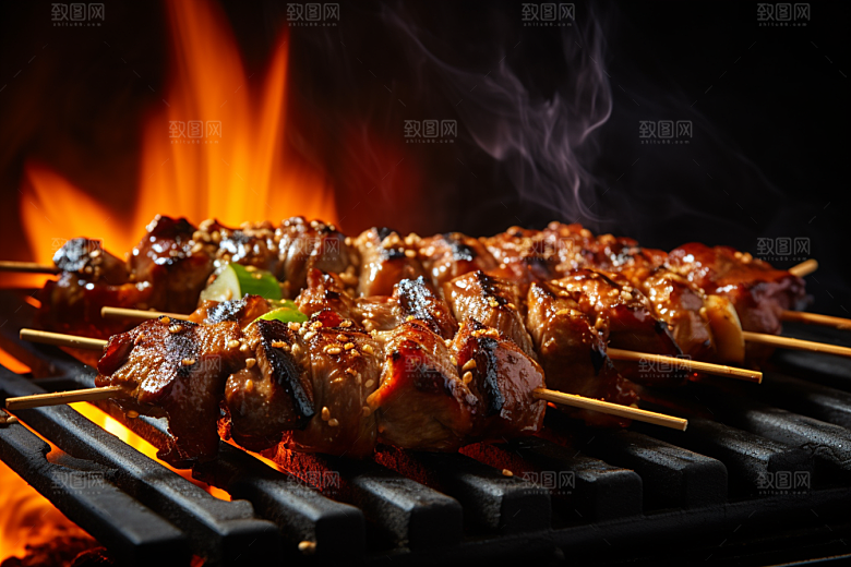 BBQ烧烤美食聚餐摄影图