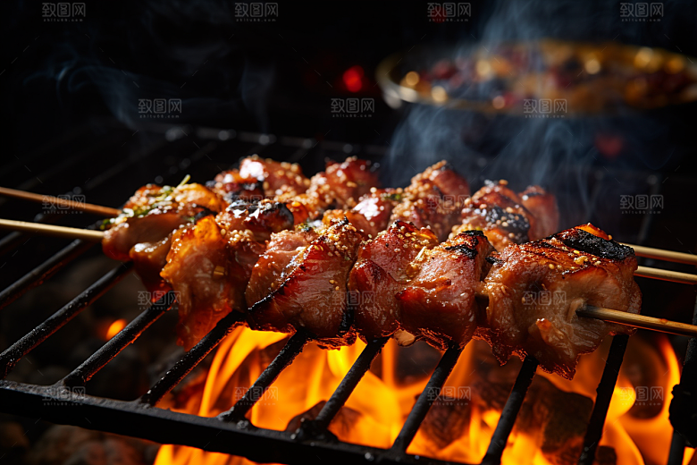 BBQ烧烤烤串美食摄影图