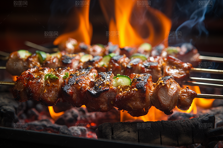 BBQ烧烤烤串聚会摄影图