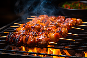 BBQ烧烤聚餐肉类摄影图