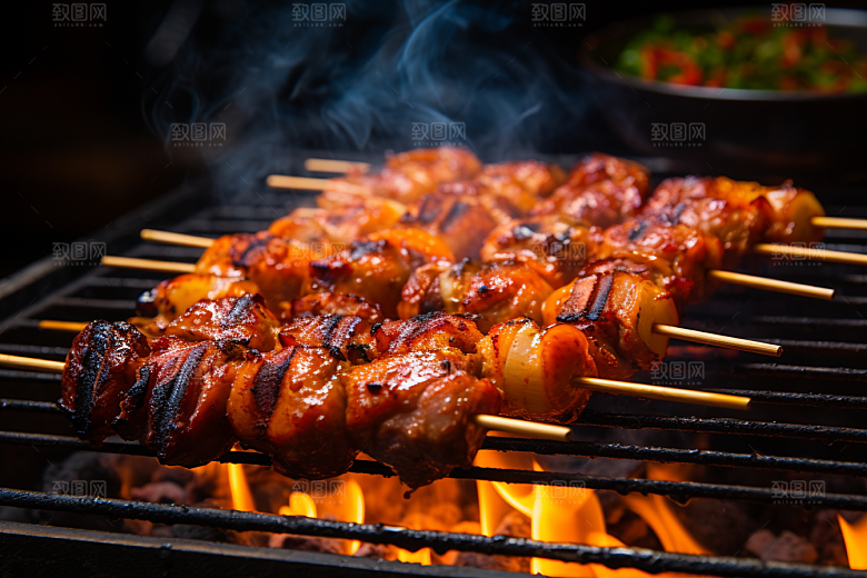 BBQ烧烤聚餐肉类摄影图