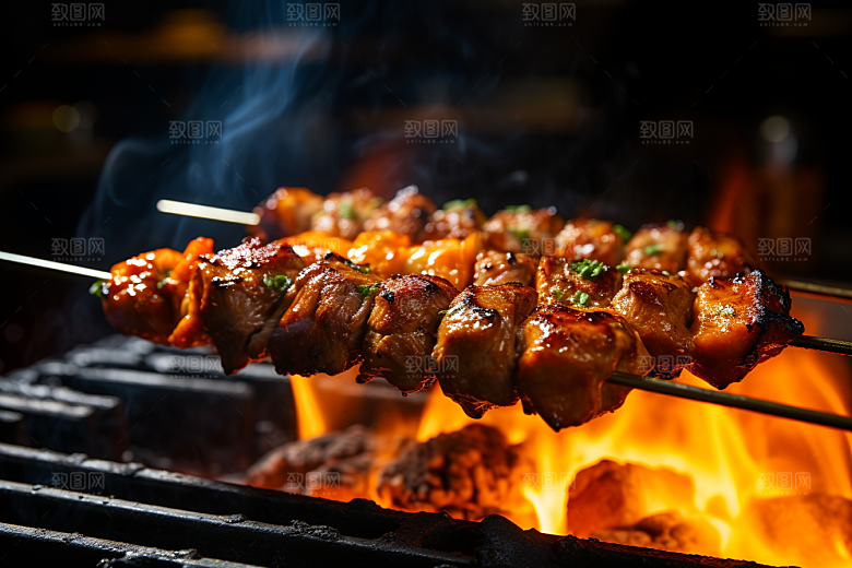 BBQ烧烤肉串美味摄影图