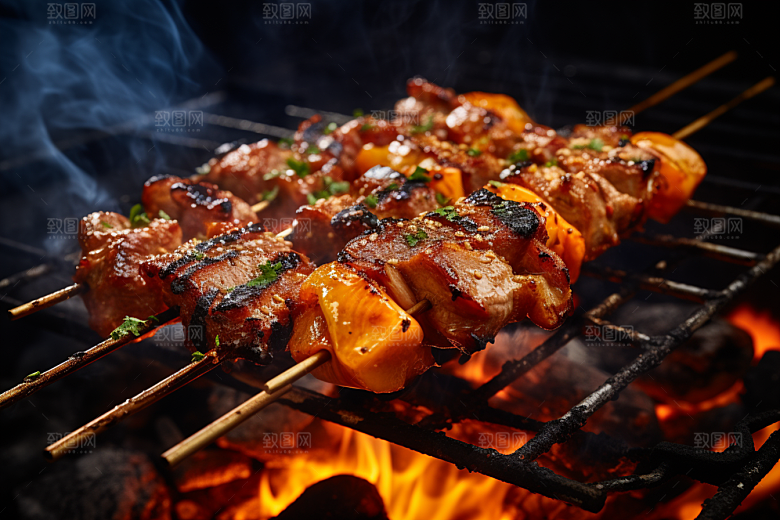 BBQ烧烤聚会肉串摄影图