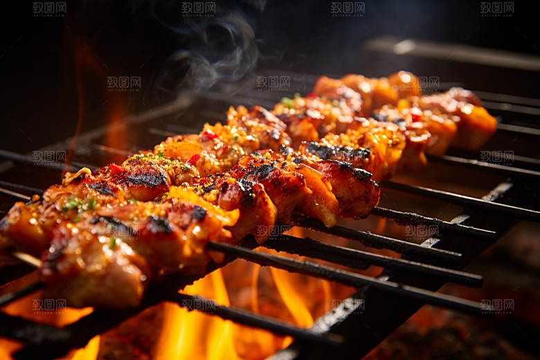 BBQ烧烤聚餐火辣摄影图