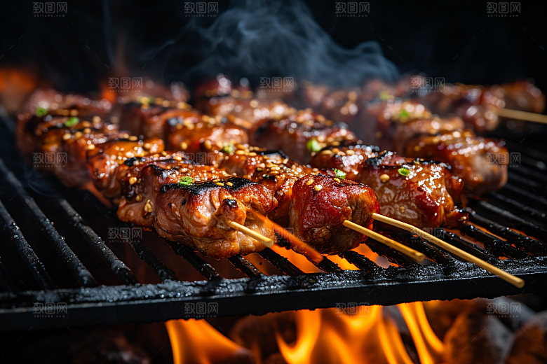 BBQ烧烤肉食美食摄影图