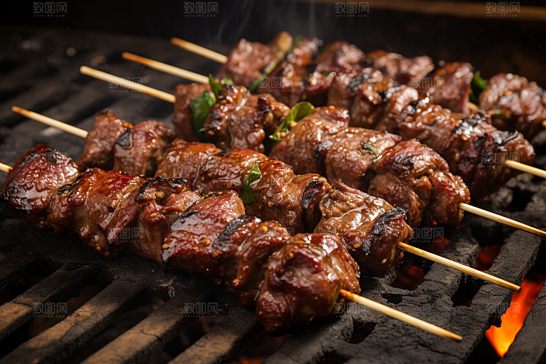 BBQ烧烤美食火辣摄影图