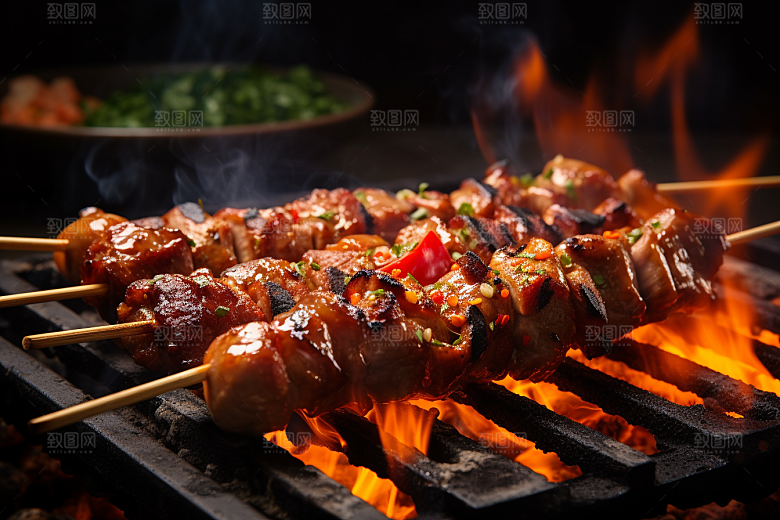 BBQ烧烤聚餐火辣摄影图