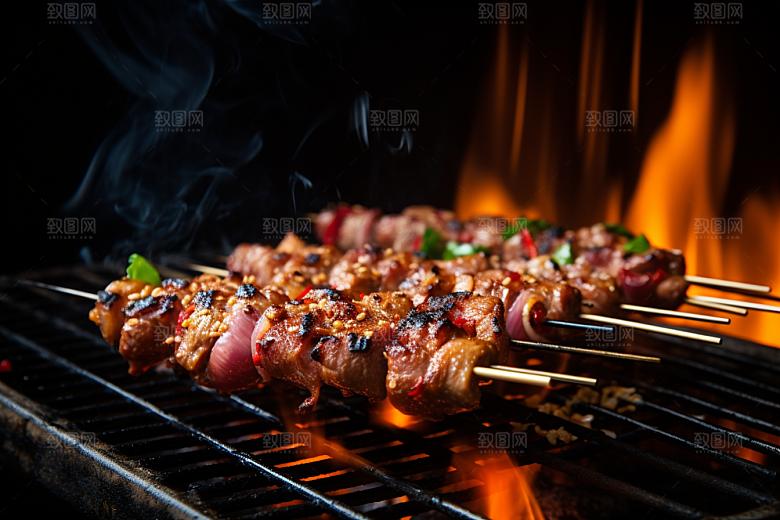 BBQ烧烤烤串火辣摄影图