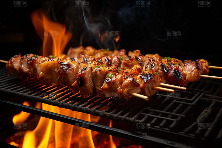 BBQ烧烤烤串美食摄影图