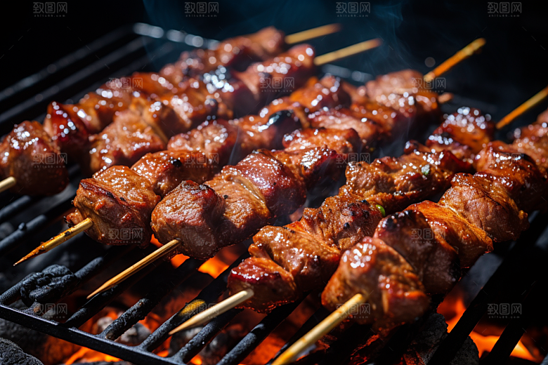 BBQ烧烤火辣肉食摄影图
