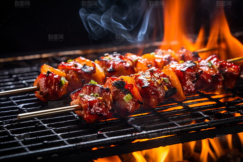 BBQ烧烤烤串聚会摄影图
