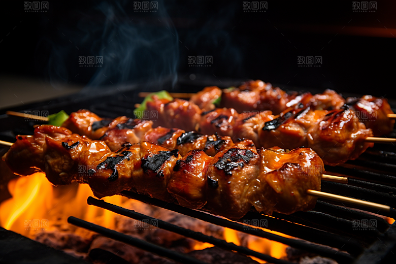 BBQ烧烤肉串高清摄影图
