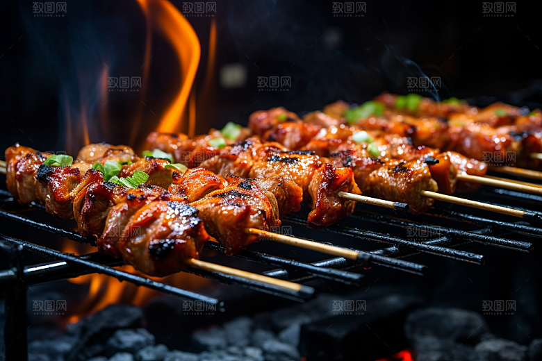 BBQ烧烤烤串肉串摄影图