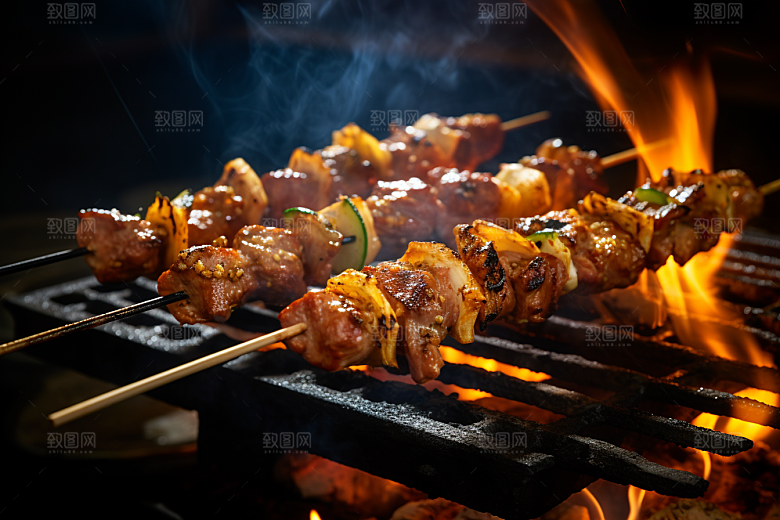 BBQ烧烤肉串烤串摄影图